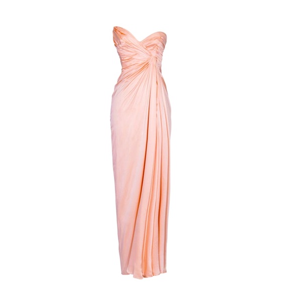 A/W 1999 Thierry Mugler Peach Asymmetrical Strapless Drape Vintage Gown - Picture 1 of 11